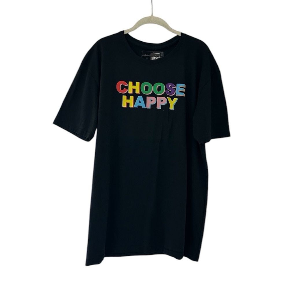 Men’s Black T-Shirt with Colorful 'Choose Happy' Print